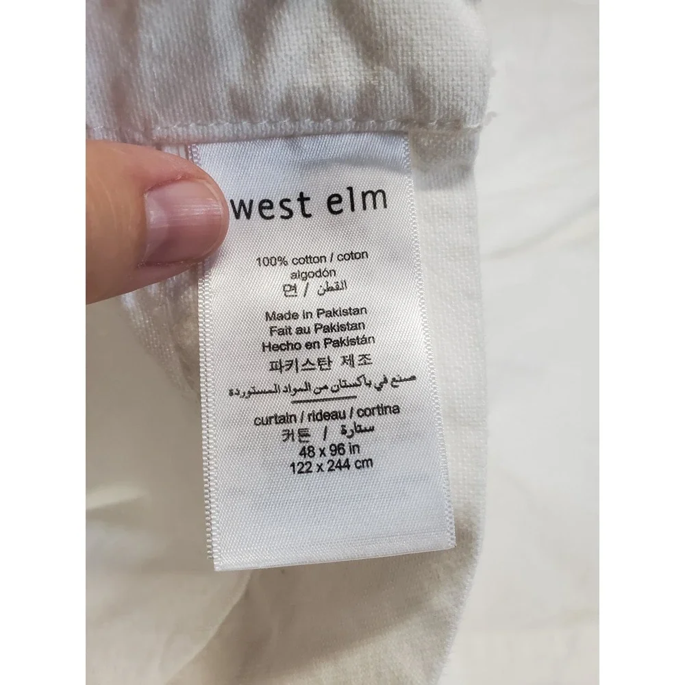 West Elm White Cotton Curtain Curtain Drapes Set 48x96 Classic Luxury